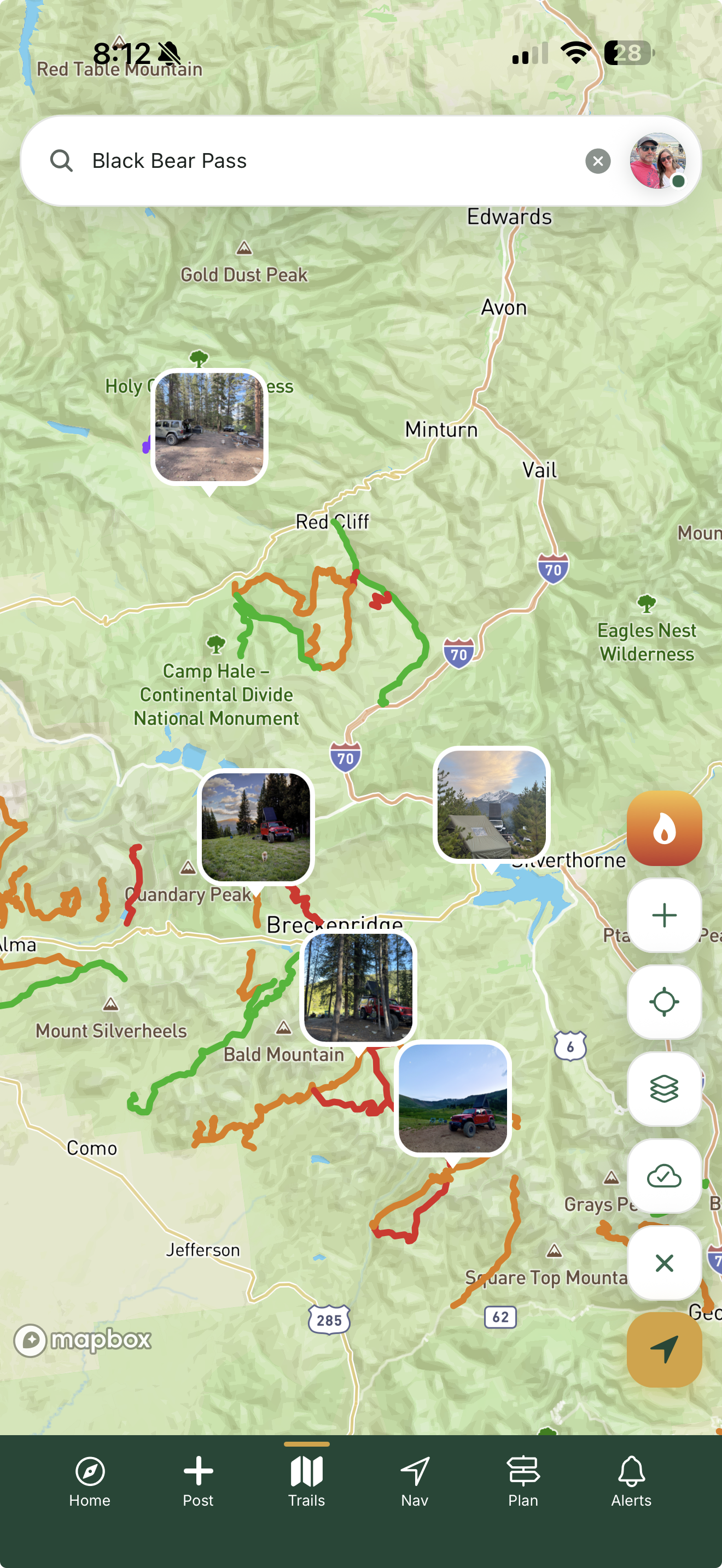 A Landroamer campsite detail card with photos and amenities