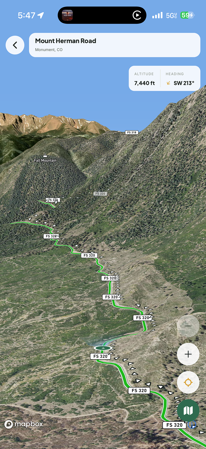 Landroamer 3D chase-cam navigation on trail