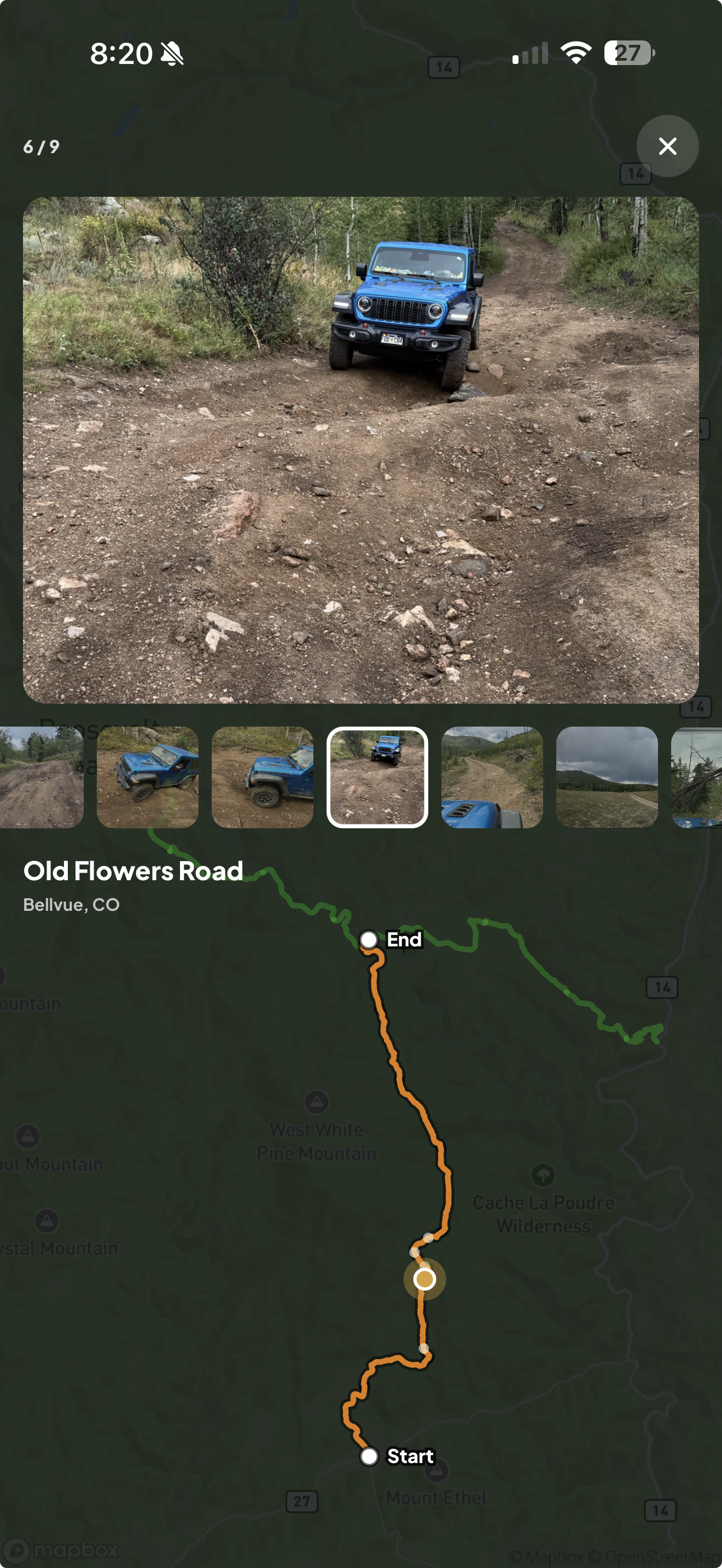 A Landroamer run log with photos and trail notes